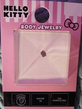 Hello Kitty Silver-Tone Stud Earrings with Pink Crystals